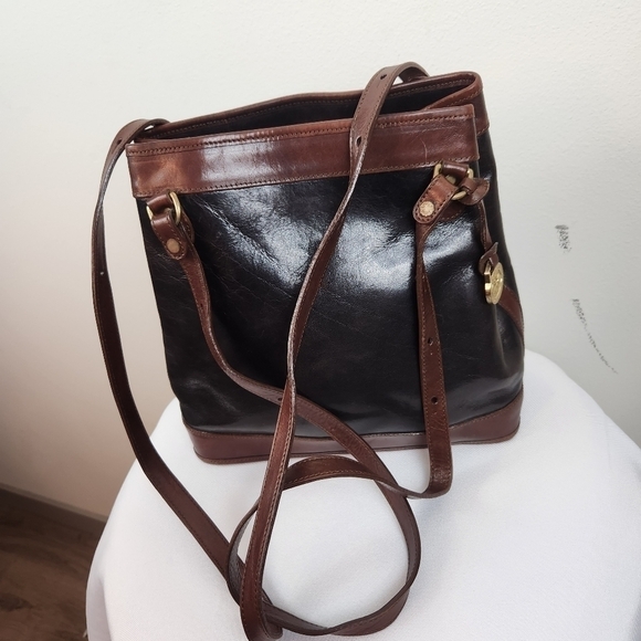 Brahmin Vintage Leather Shoulder Bag Brown Black With Hang Tag - Picture 6 of 11